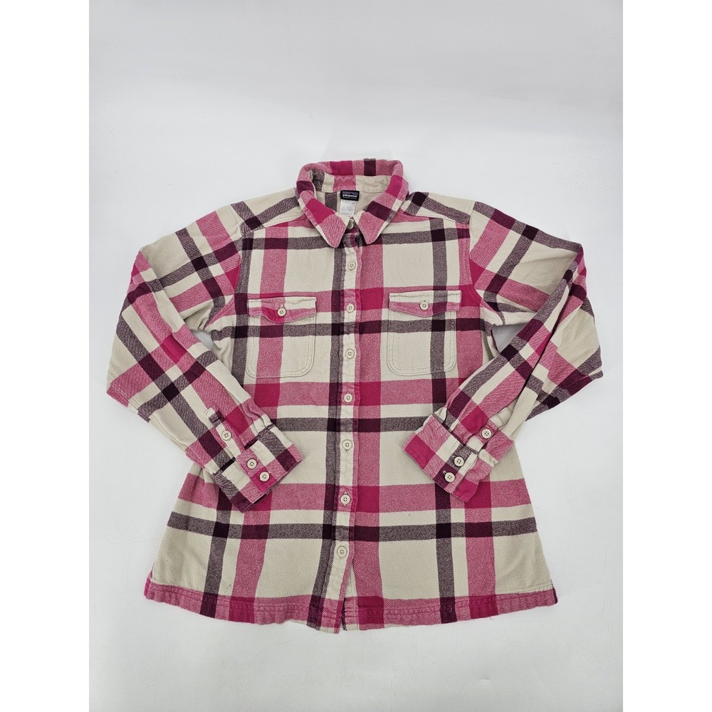Patagonia Pink Cream Plaid Flannel Button-Up Shirt